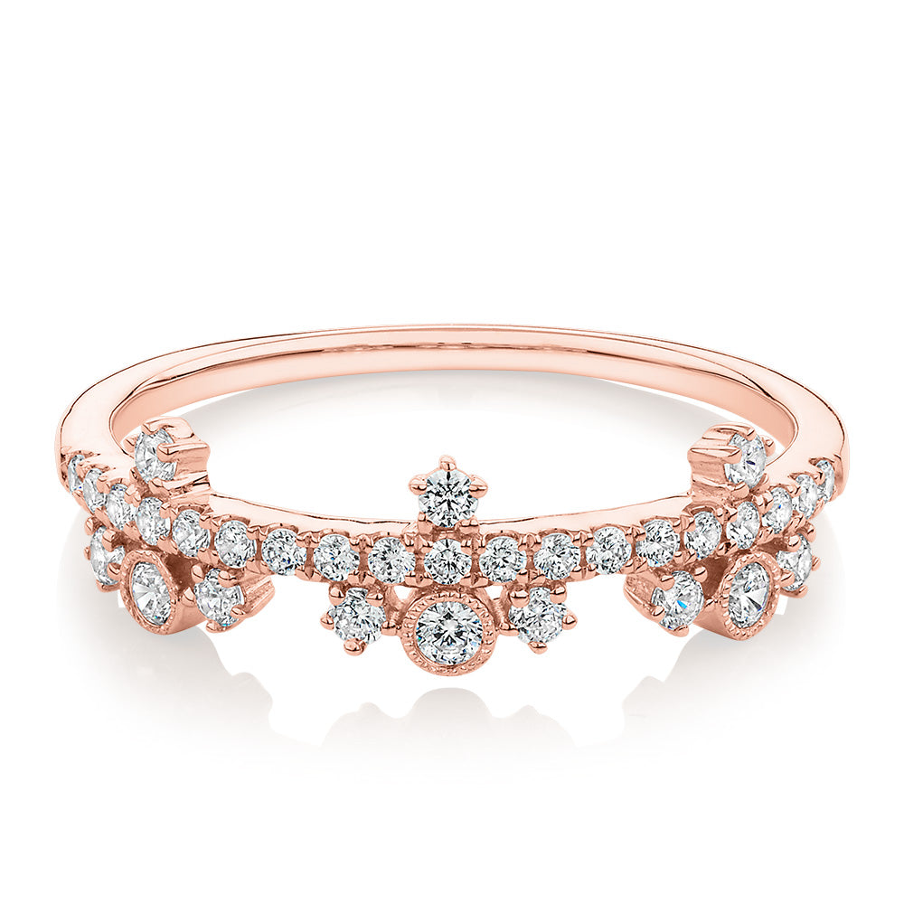 Wedding or eternity band with 0.35 carats* of diamond simulants in 10 carat rose gold