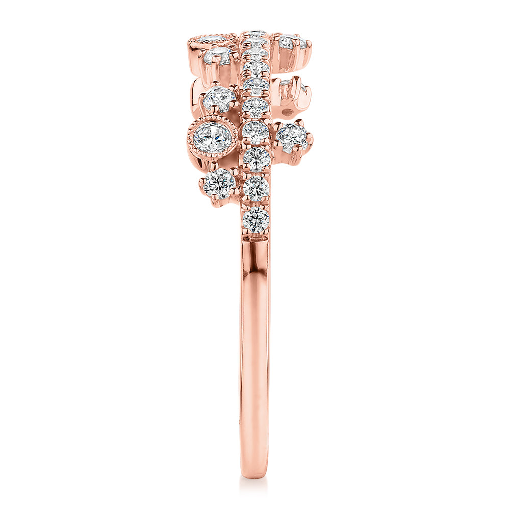Wedding or eternity band with 0.35 carats* of diamond simulants in 10 carat rose gold