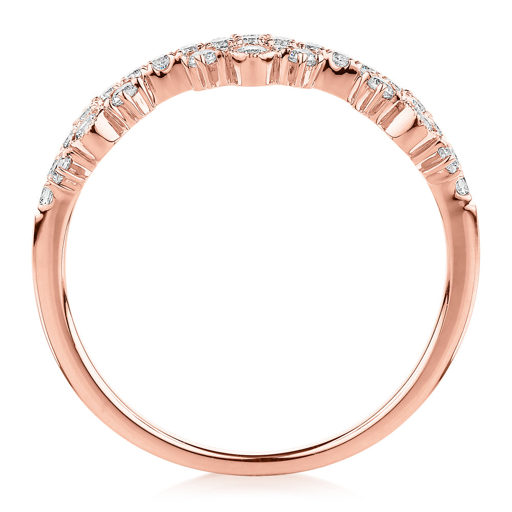 Wedding or eternity band with 0.35 carats* of diamond simulants in 10 carat rose gold