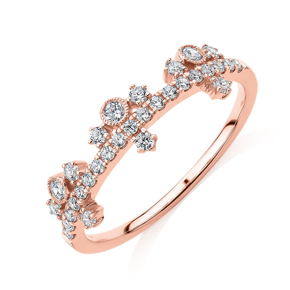 Wedding or eternity band with 0.35 carats* of diamond simulants in 10 carat rose gold