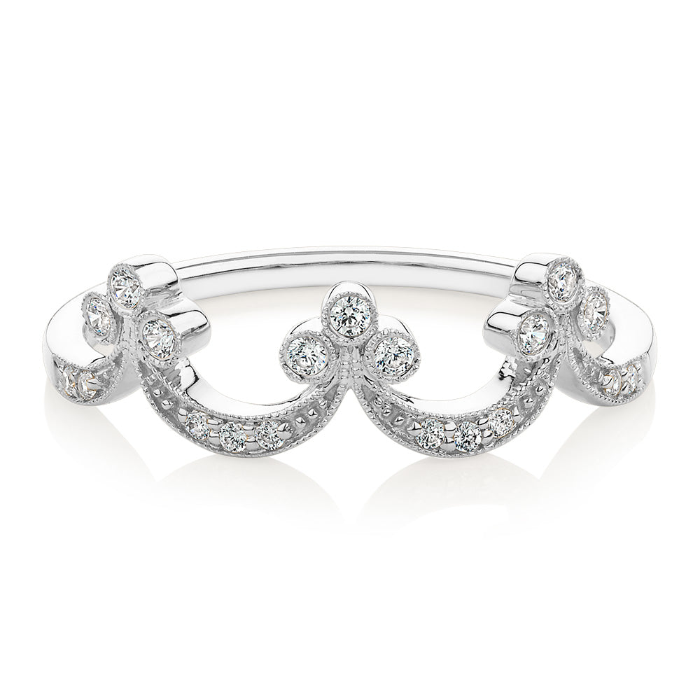 Wedding or eternity band with diamond simulants in 10 carat white gold