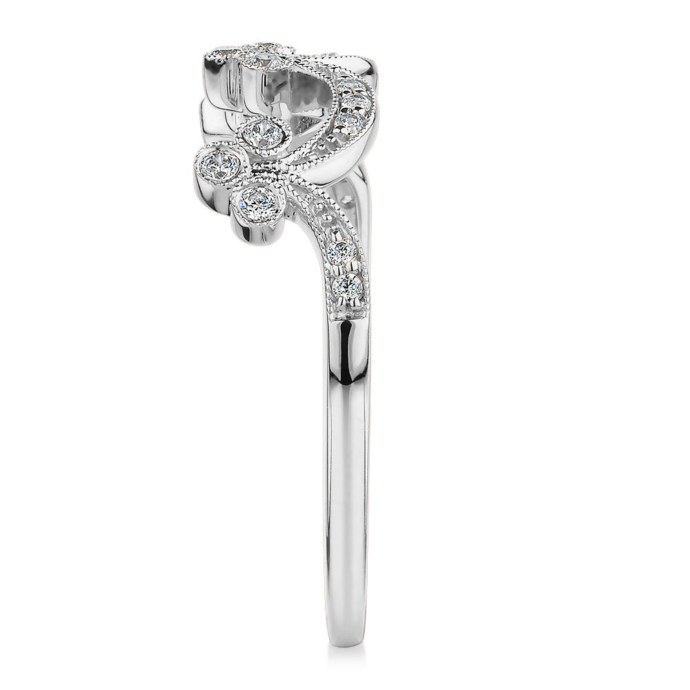 Wedding or eternity band with diamond simulants in 10 carat white gold