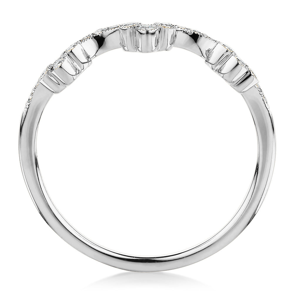 Wedding or eternity band with diamond simulants in 10 carat white gold