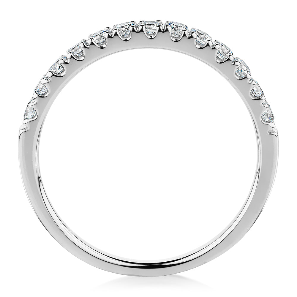 Wedding or eternity band with 0.39 carats* of diamond simulants in 10 carat white gold