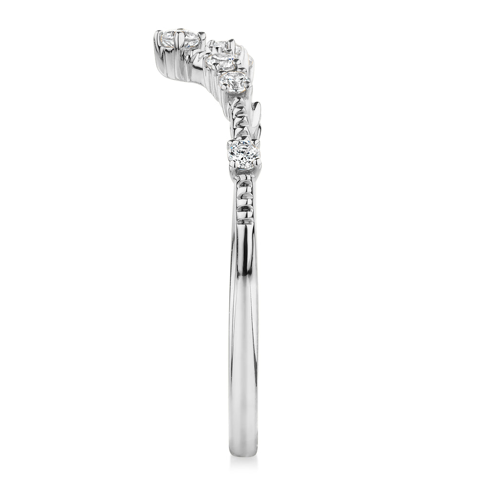 Wedding or eternity band with diamond simulants in 14 carat white gold