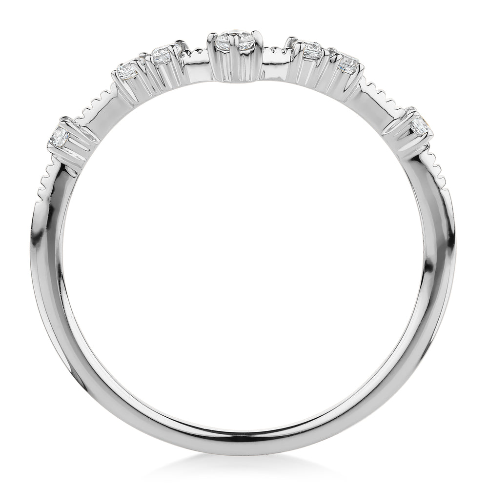 Wedding or eternity band with diamond simulants in 14 carat white gold