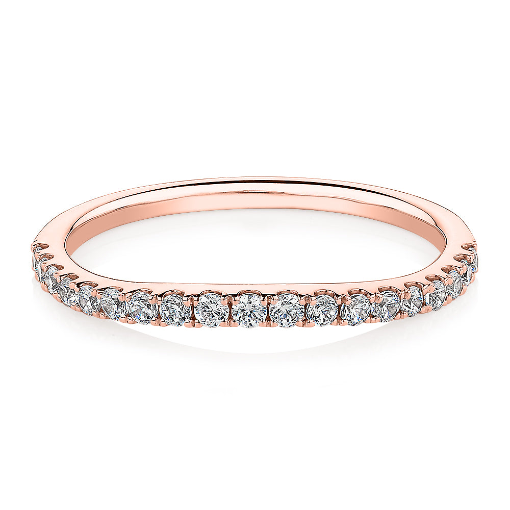 Curved wedding or eternity band in 10 carat rose gold