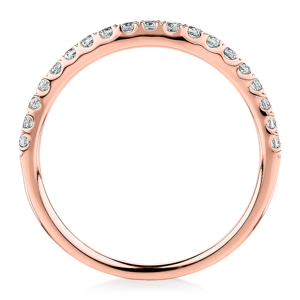 Curved wedding or eternity band in 10 carat rose gold