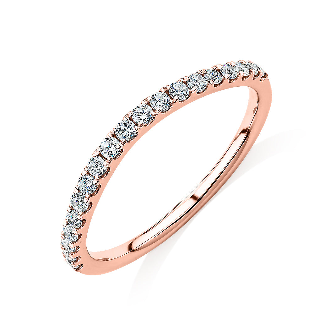 Curved wedding or eternity band in 10 carat rose gold