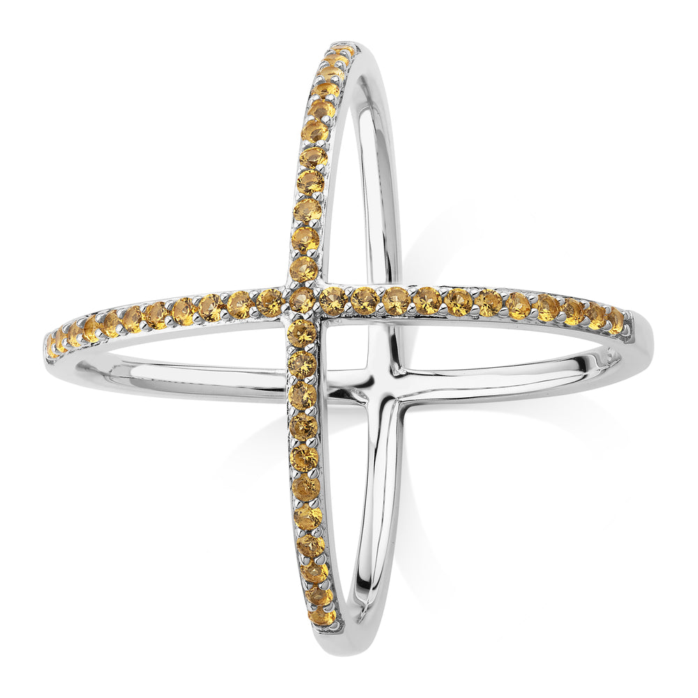 Dress ring with 0.45 carats* of diamond simulants in sterling silver