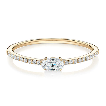 Dress ring with 0.31 carats* of diamond simulants in 10 carat yellow gold