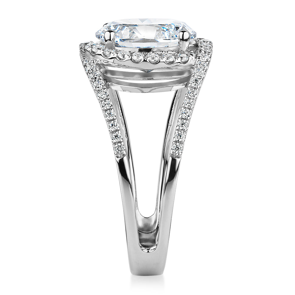 Dress ring with 2.95 carats* of diamond simulants in 10 carat white gold