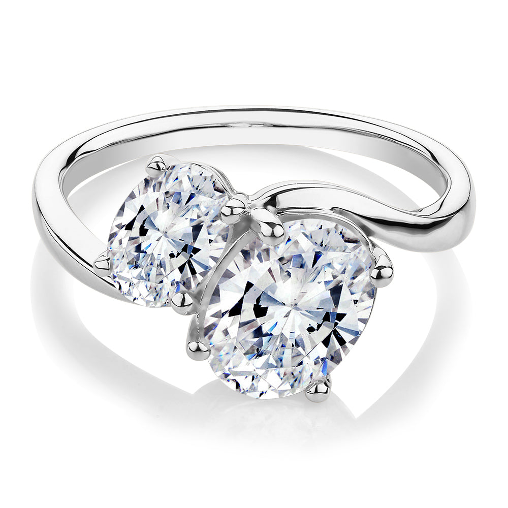 Dress ring with 2.62 carats* of diamond simulants in 10 carat white gold