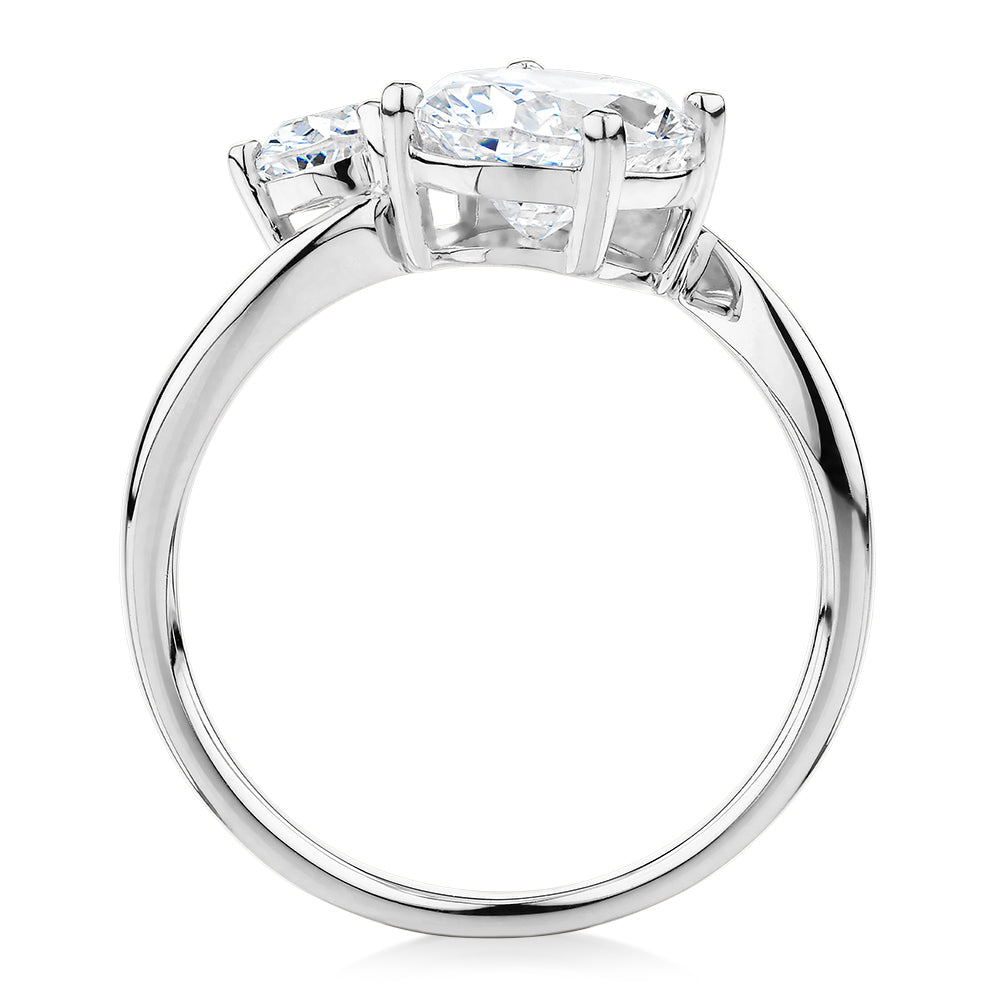 Dress ring with 2.62 carats* of diamond simulants in 10 carat white gold
