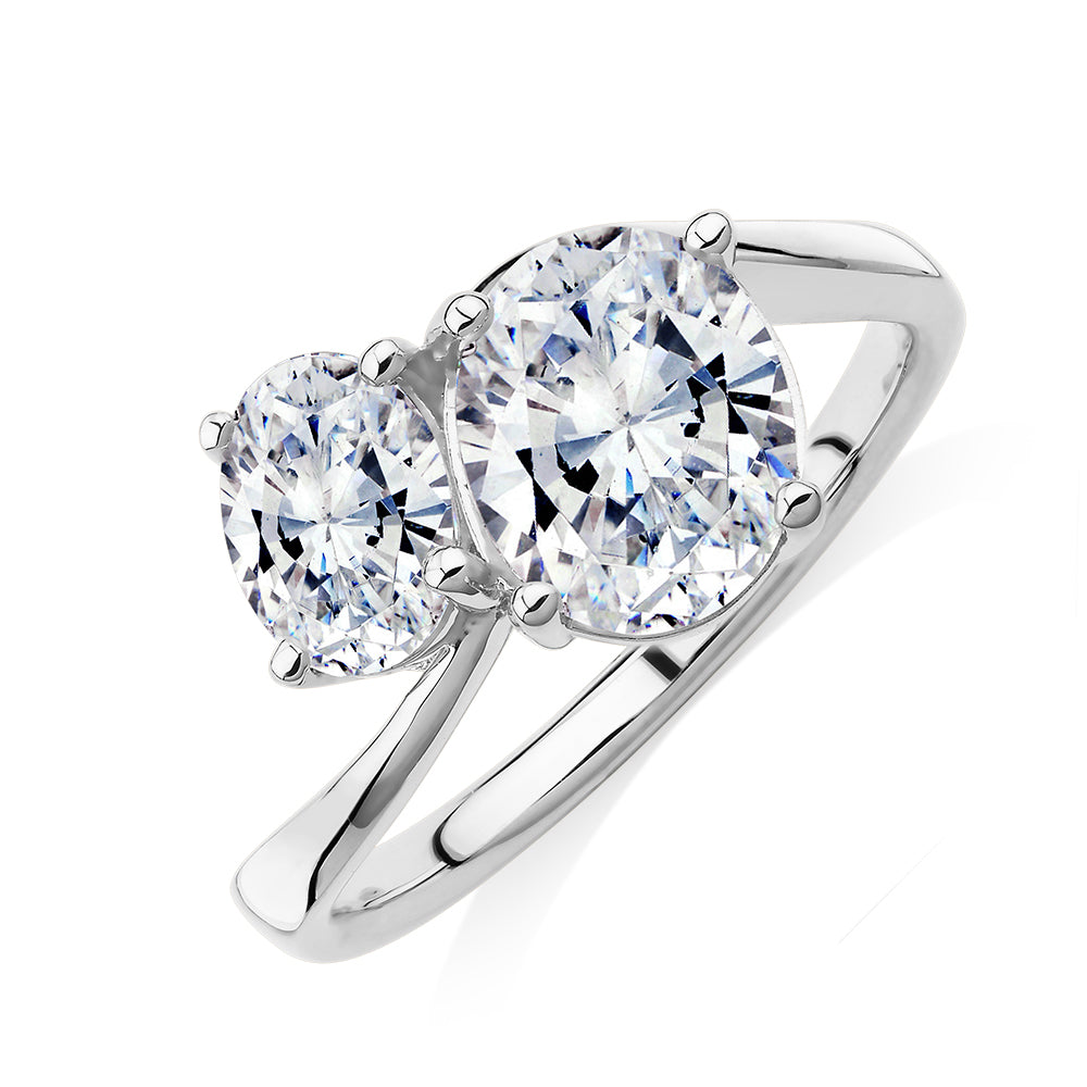 Dress ring with 2.62 carats* of diamond simulants in 10 carat white gold