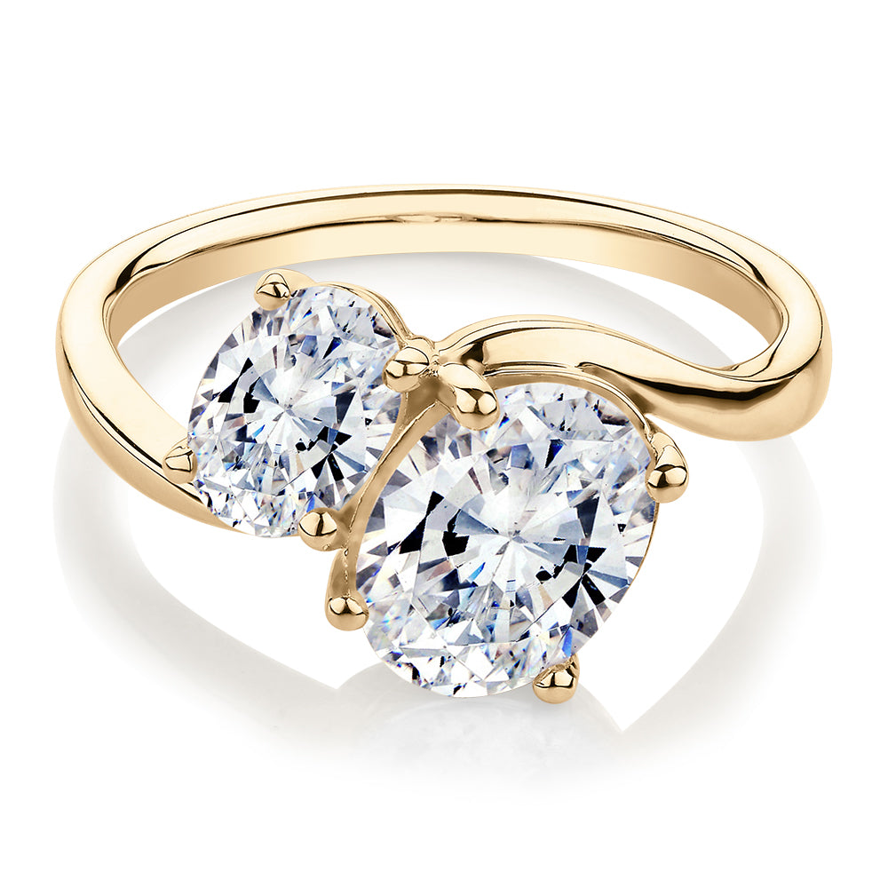 Dress ring with 2.62 carats* of diamond simulants in 10 carat yellow gold