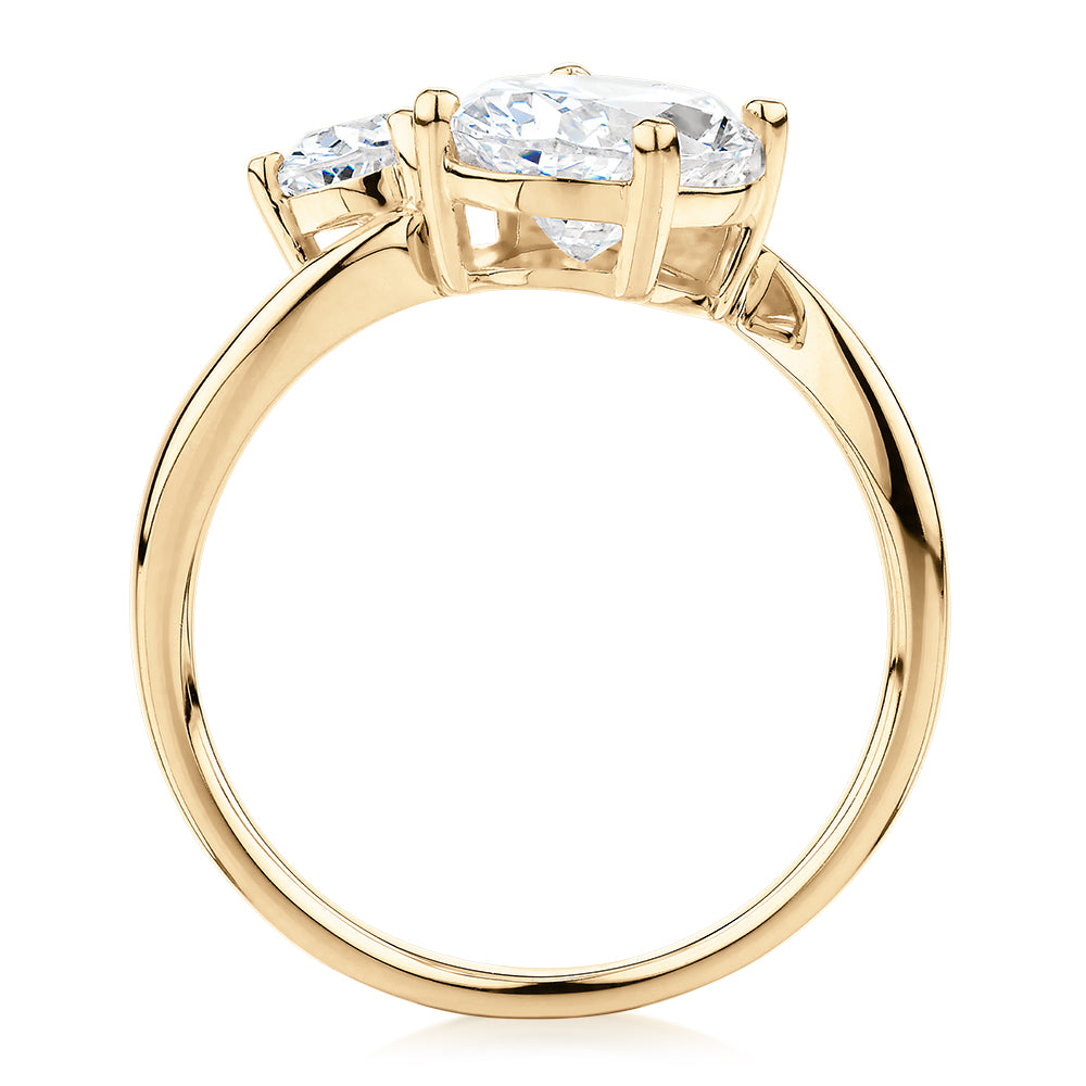 Dress ring with 2.62 carats* of diamond simulants in 10 carat yellow gold