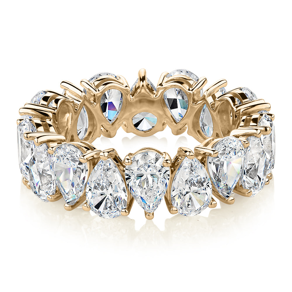All-rounder eternity band with 7.02 carats* of diamond simulants in 10 carat yellow gold