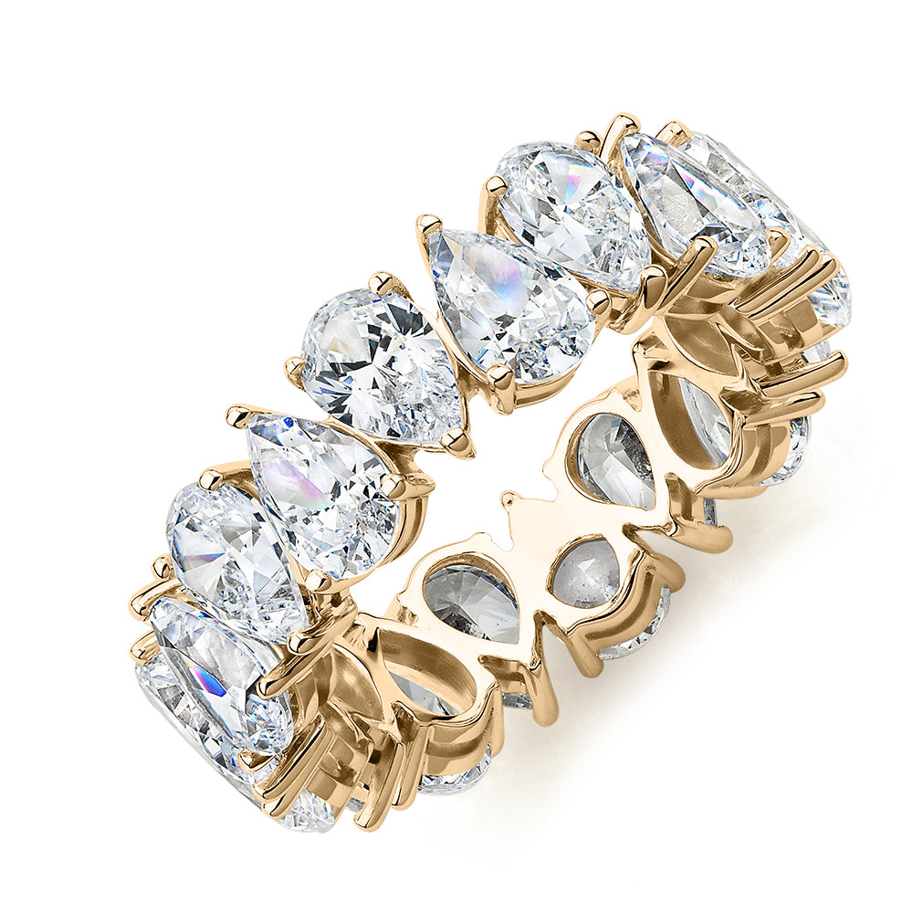 All-rounder eternity band with 7.02 carats* of diamond simulants in 10 carat yellow gold
