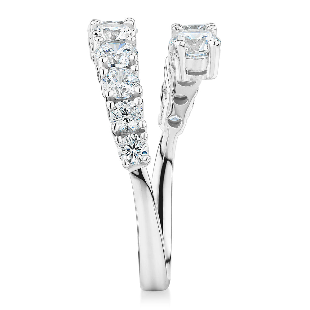 Dress ring with 1.82 carats* of diamond simulants in 10 carat white gold