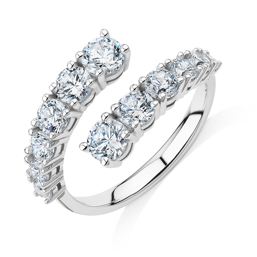 Dress ring with 1.82 carats* of diamond simulants in 10 carat white gold