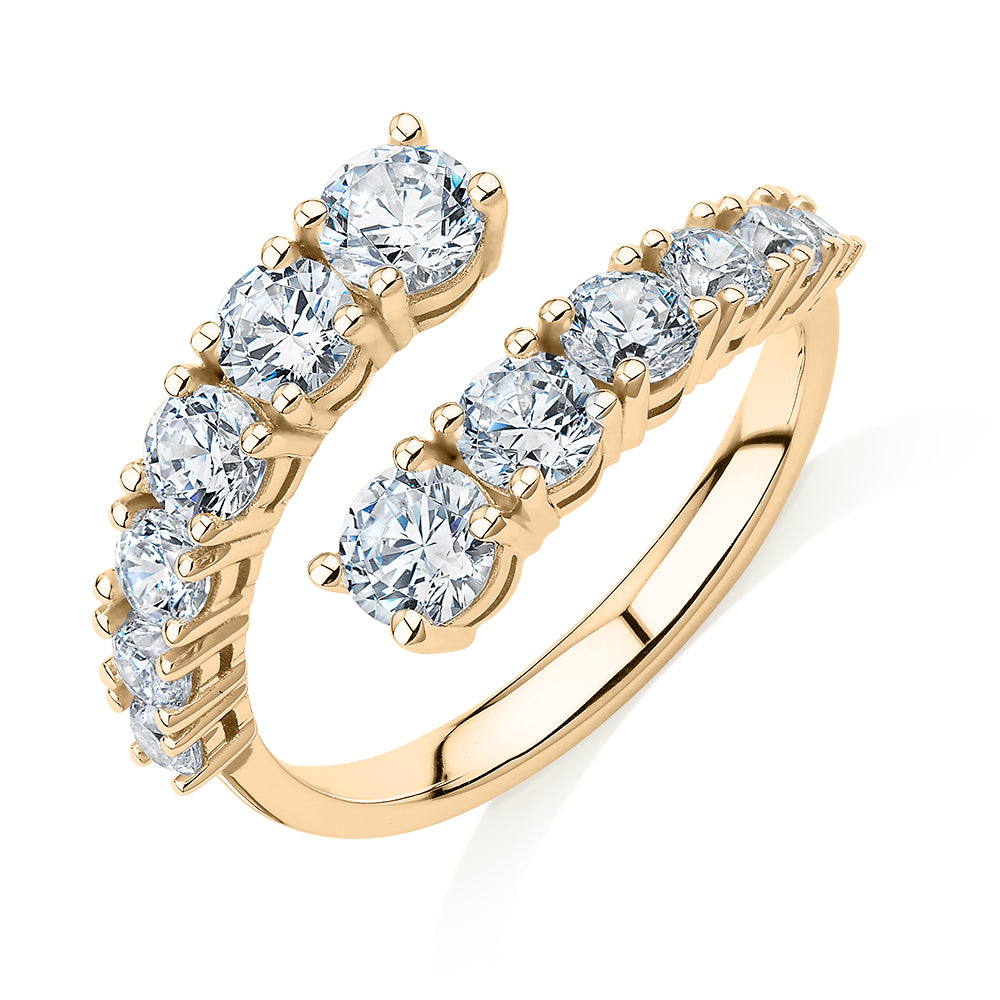 Dress ring with 1.82 carats* of diamond simulants in 10 carat yellow gold