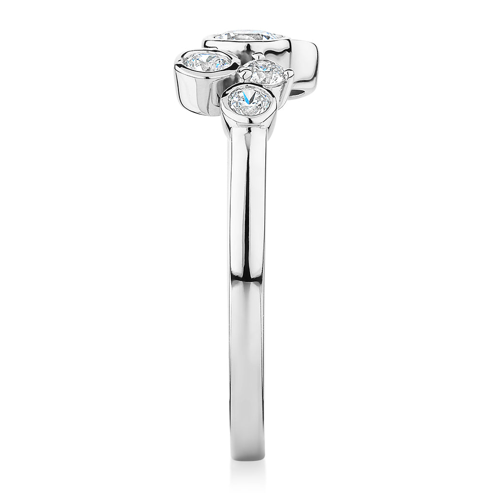 Dress ring with 0.39 carats* of diamond simulants in 10 carat white gold