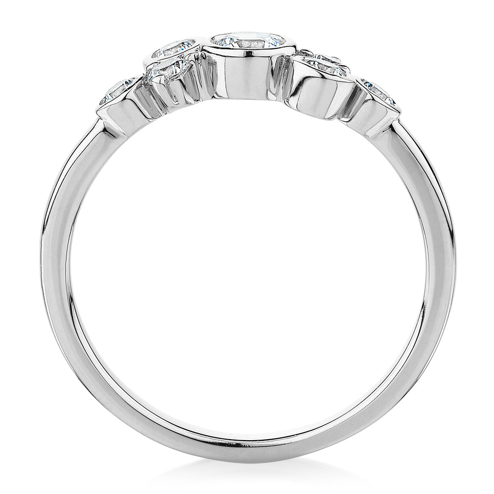 Dress ring with 0.39 carats* of diamond simulants in 10 carat white gold