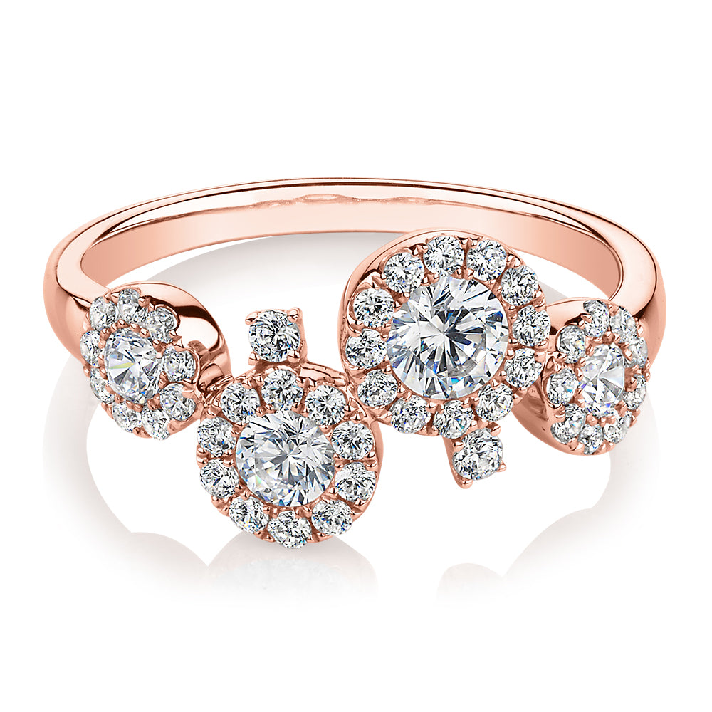 Celeste Dress ring with 0.92 carats* of diamond simulants in 10 carat rose gold