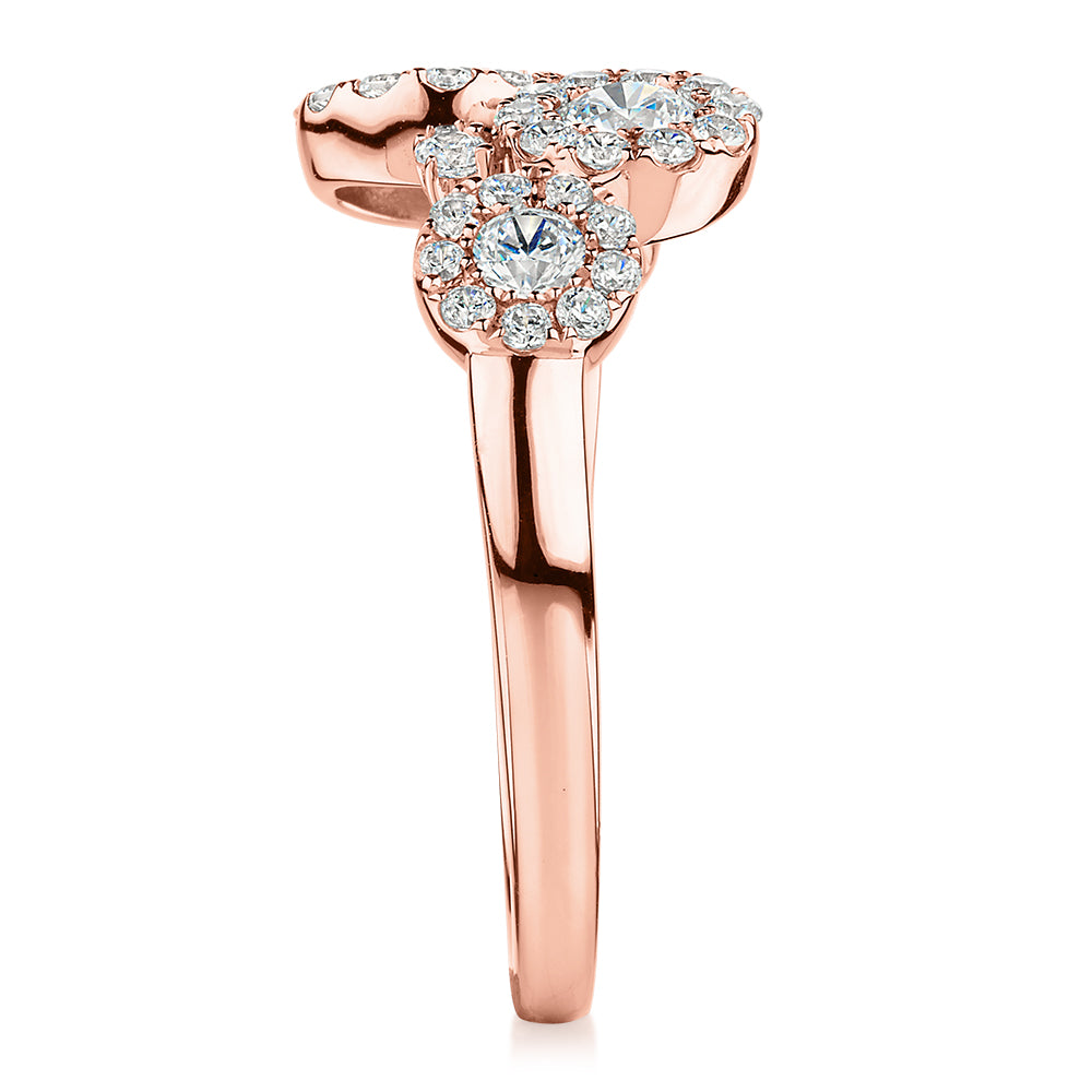 Celeste Dress ring with 0.92 carats* of diamond simulants in 10 carat rose gold