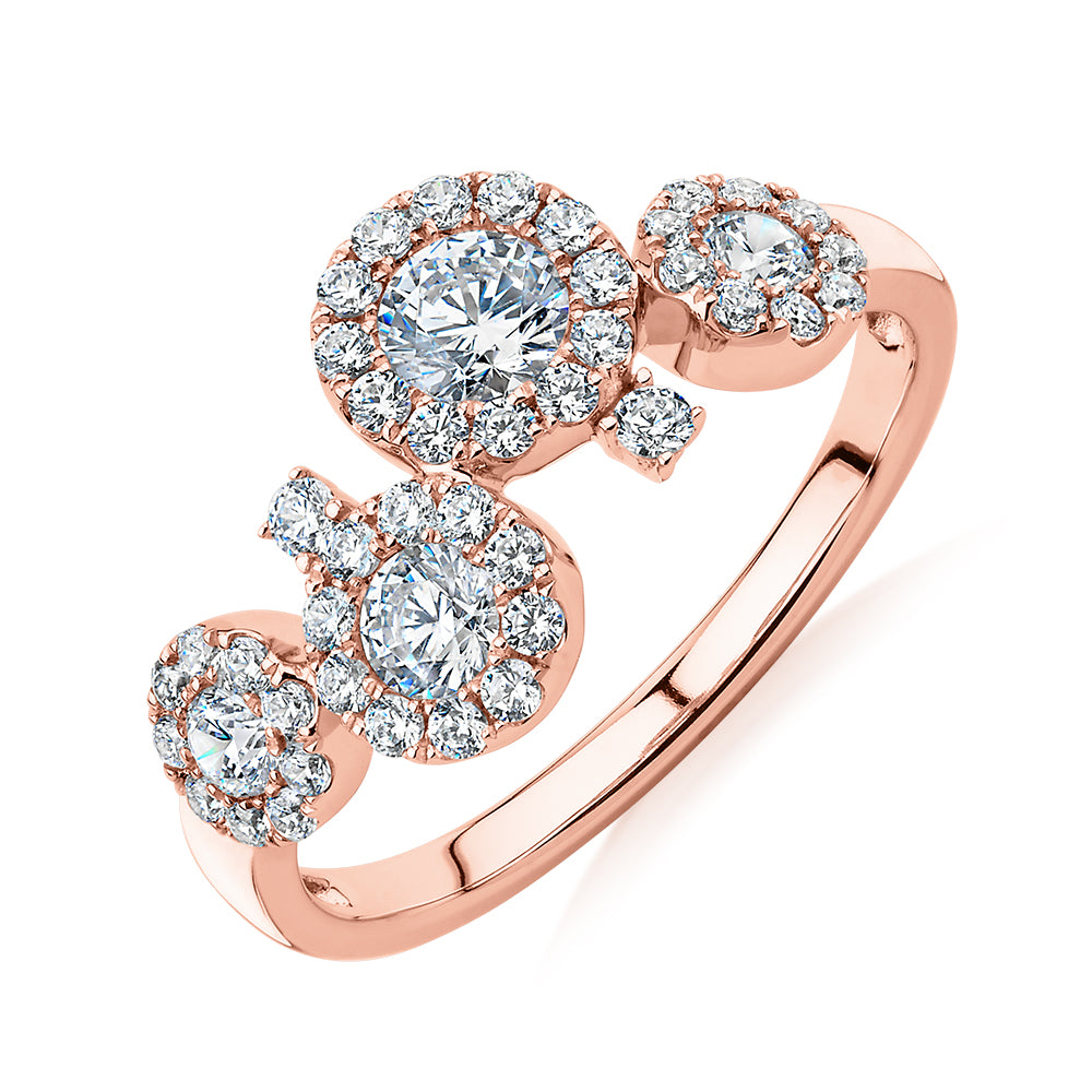 Celeste Dress ring with 0.92 carats* of diamond simulants in 10 carat rose gold