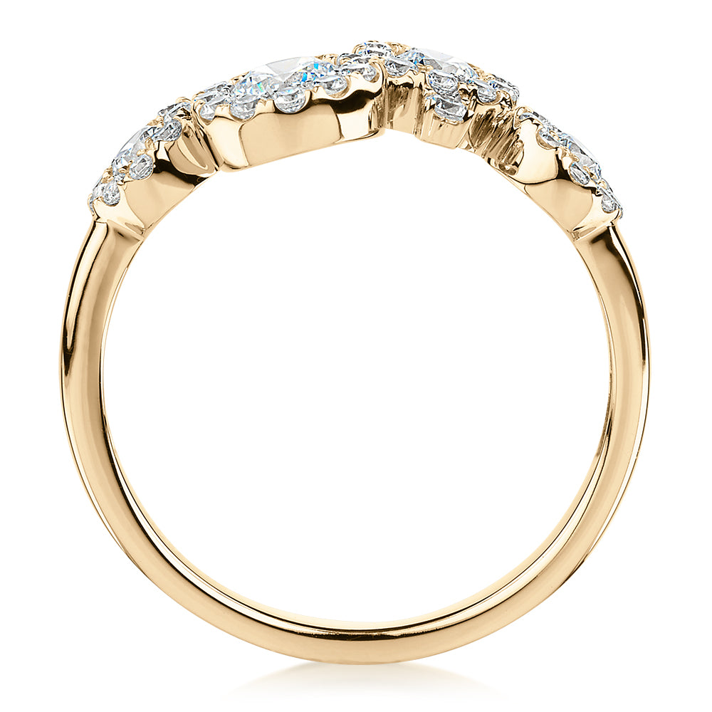 Celeste Dress ring with 0.92 carats* of diamond simulants in 10 carat yellow gold