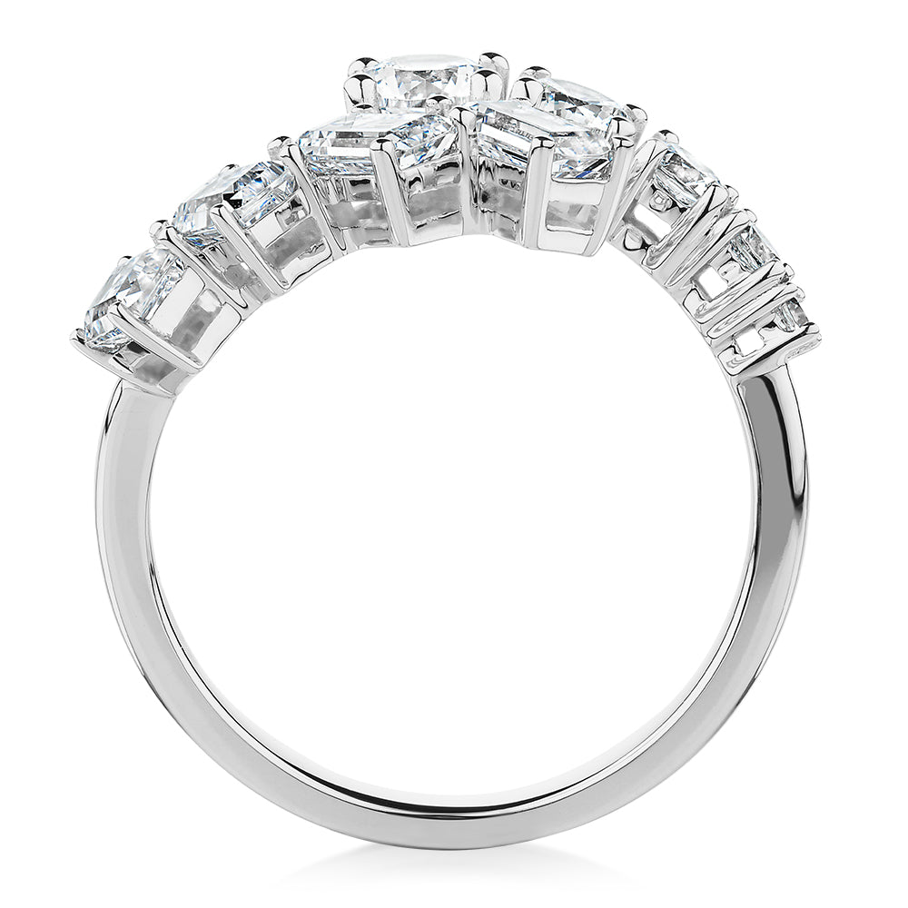 Dress ring with 1.64 carats* of diamond simulants in 10 carat white gold