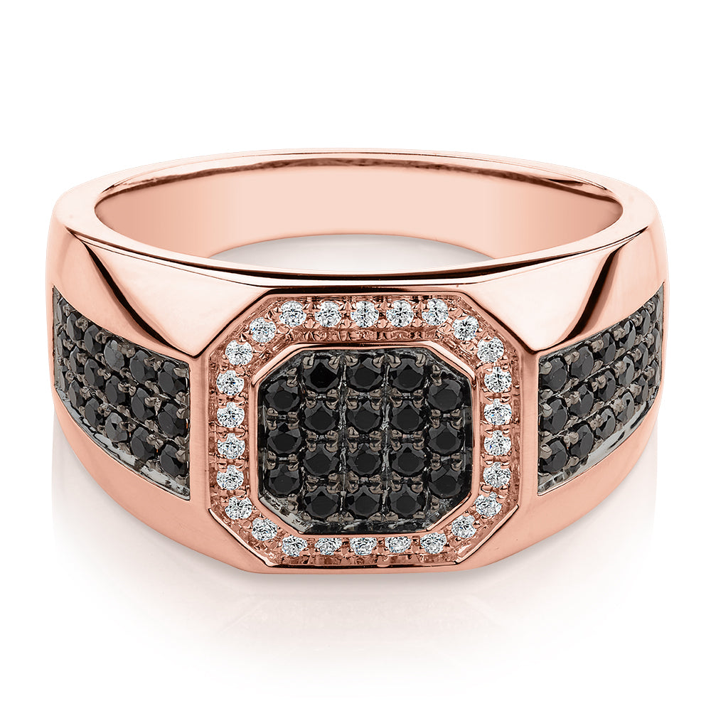 Dress ring with 0.66 carats* of diamond simulants in 10 carat rose gold