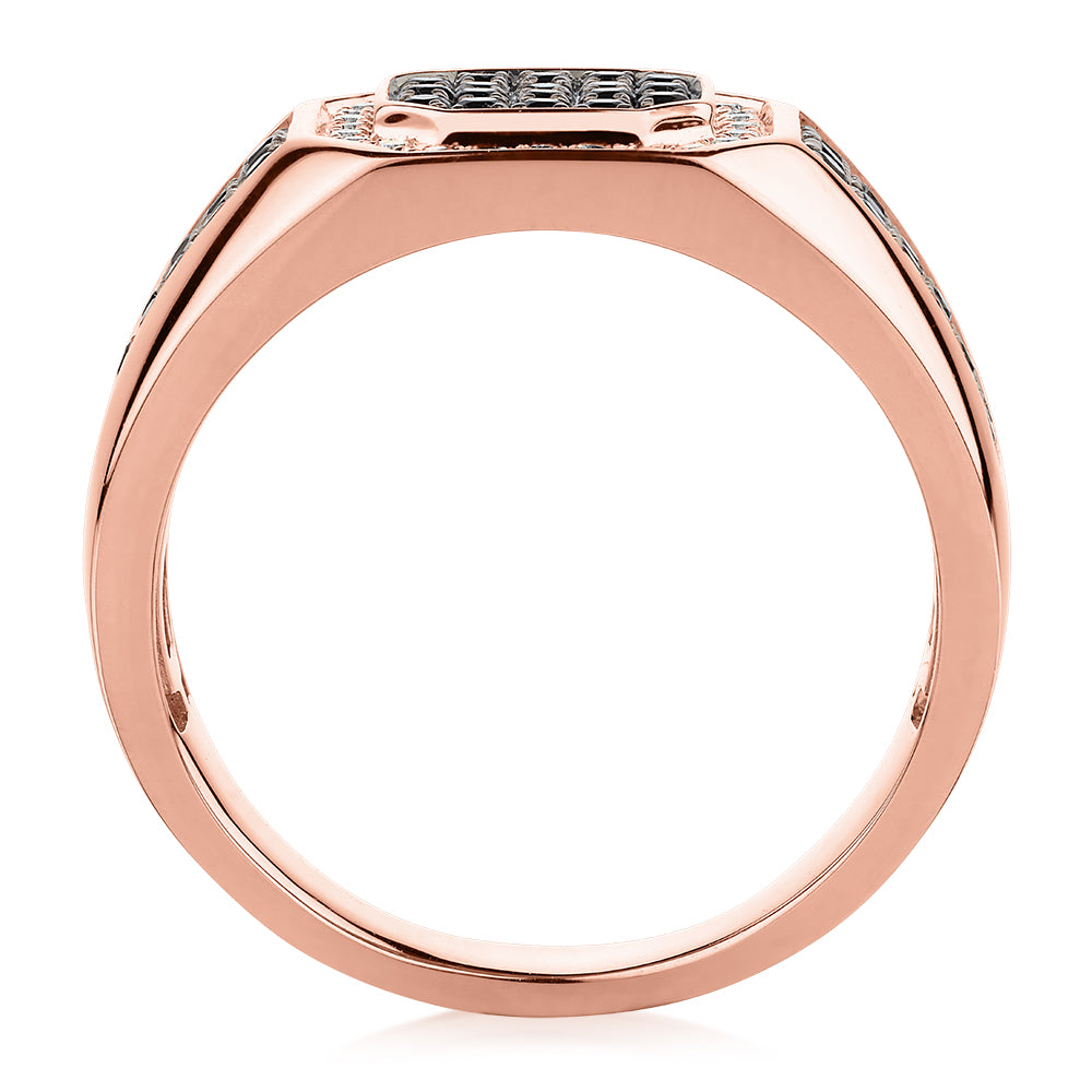 Dress ring with 0.66 carats* of diamond simulants in 10 carat rose gold