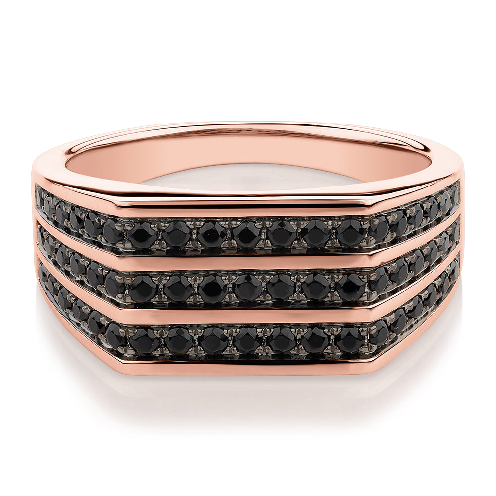 Dress ring with 0.74 carats* of diamond simulants in 10 carat rose gold