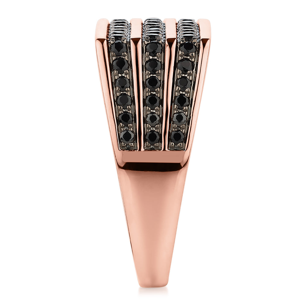 Dress ring with 0.74 carats* of diamond simulants in 10 carat rose gold