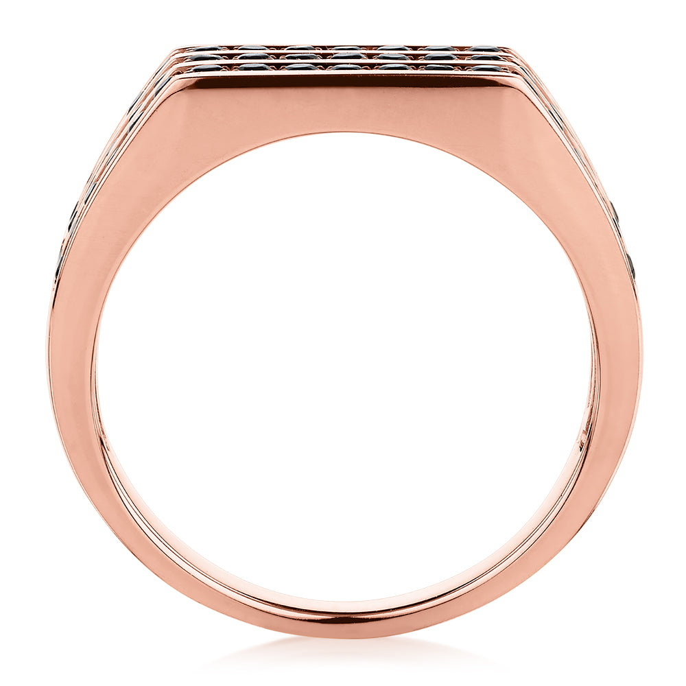 Dress ring with 0.74 carats* of diamond simulants in 10 carat rose gold