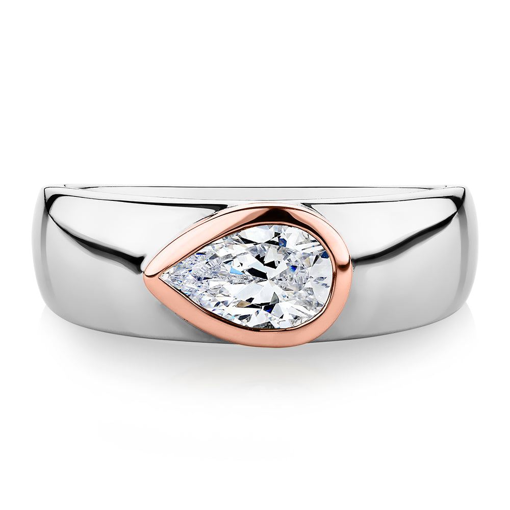 Synergy dress ring with 0.81 carats* of diamond simulants in 10 carat rose gold and sterling silver