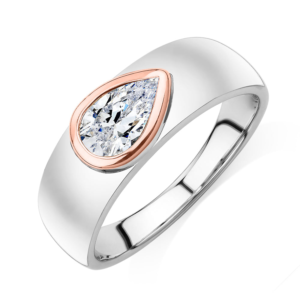 Synergy dress ring with 0.81 carats* of diamond simulants in 10 carat rose gold and sterling silver