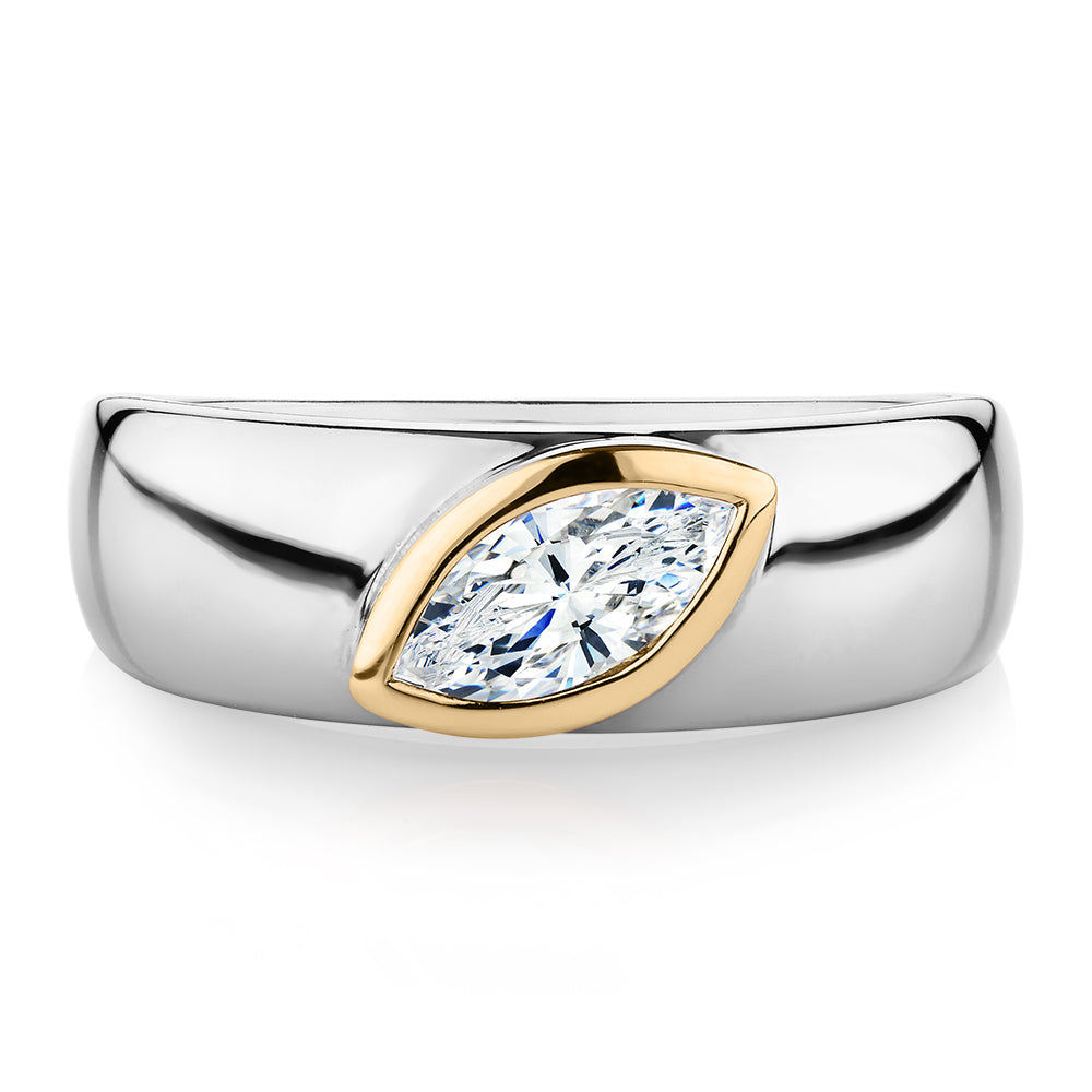 Synergy dress ring with 0.47 carats* of diamond simulants in 10 carat yellow gold and sterling silver