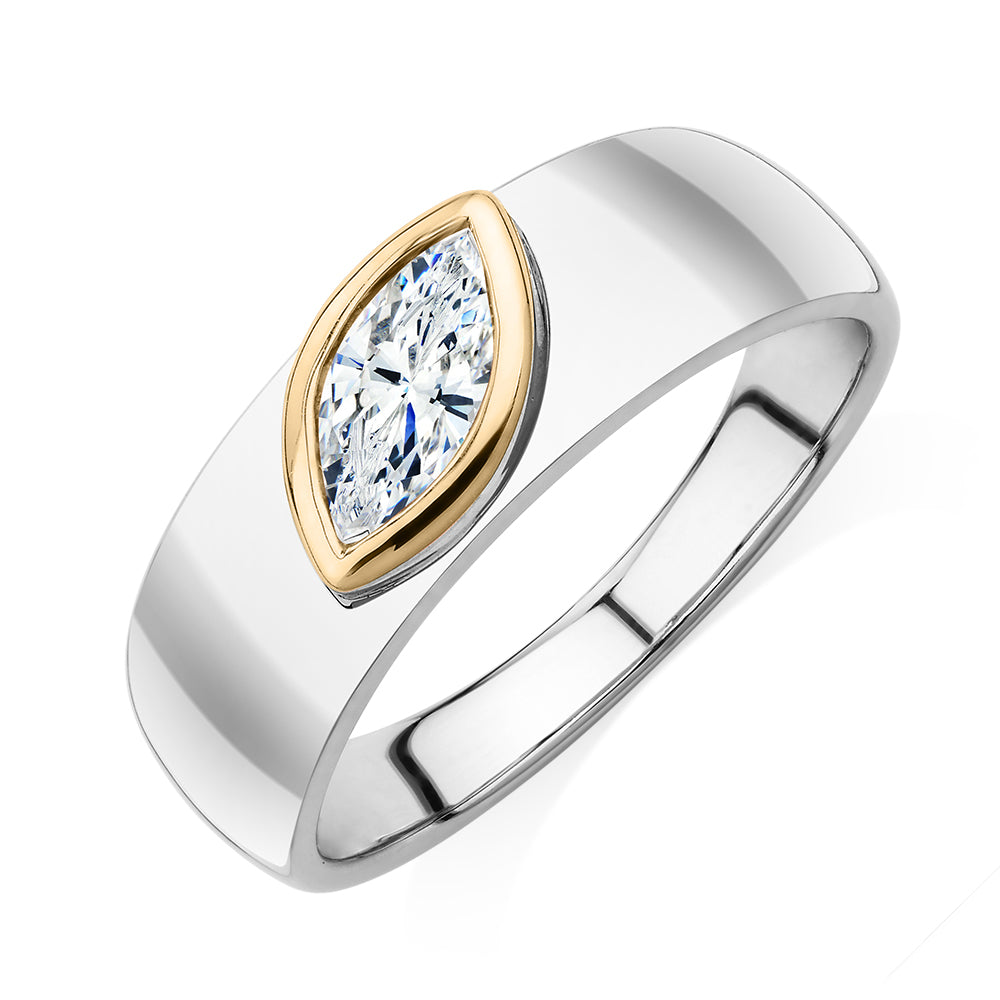 Synergy dress ring with 0.47 carats* of diamond simulants in 10 carat yellow gold and sterling silver