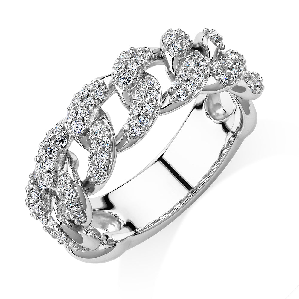Dress ring with 0.62 carats* of diamond simulants in sterling silver