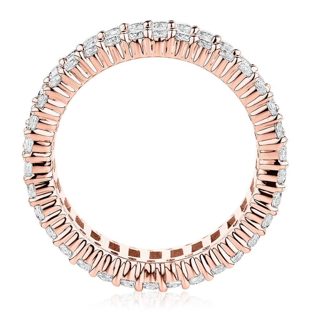 All-rounder eternity band with 5.4 carats* of diamond simulants in 10 carat rose gold