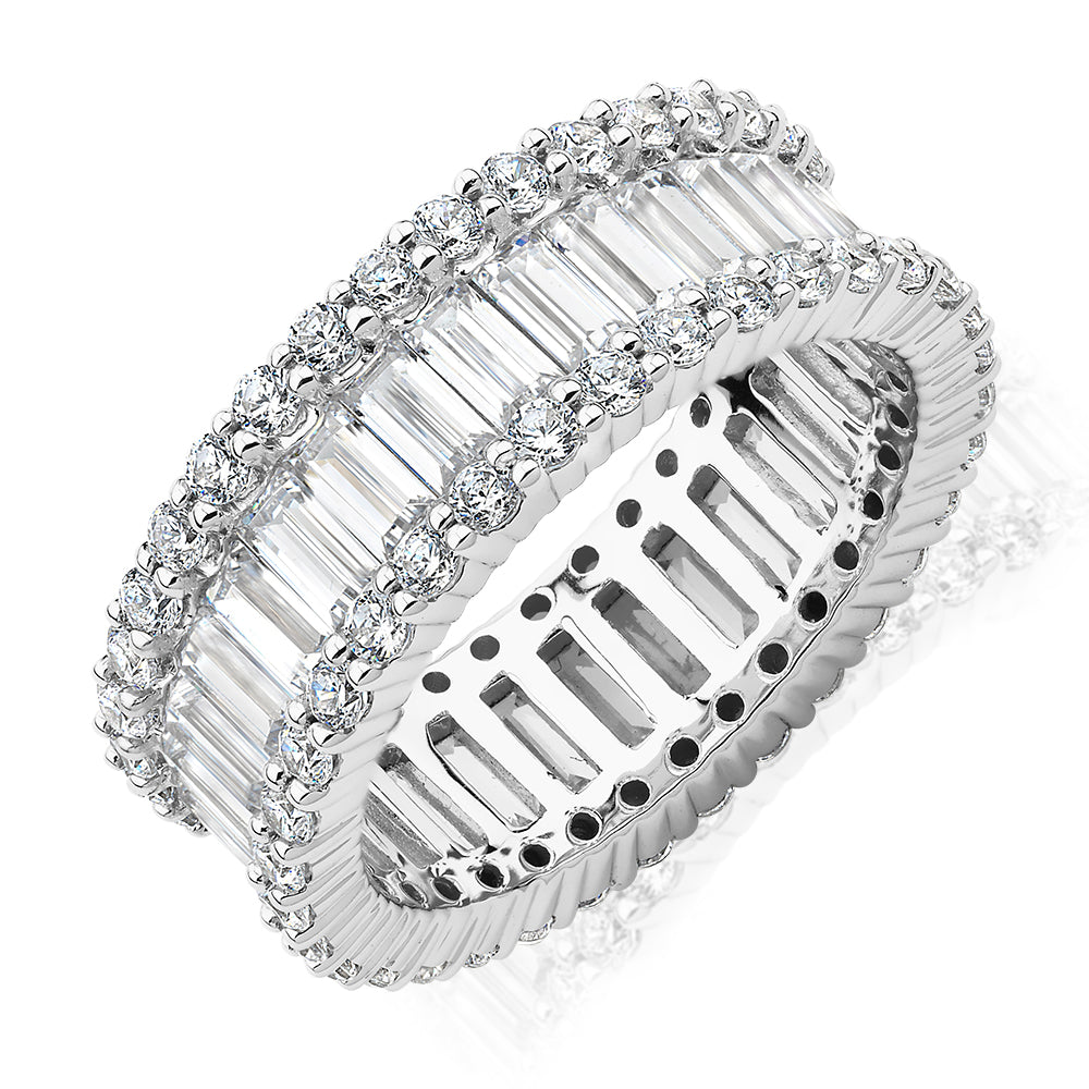 All-rounder eternity band with 5.4 carats* of diamond simulants in 10 carat white gold