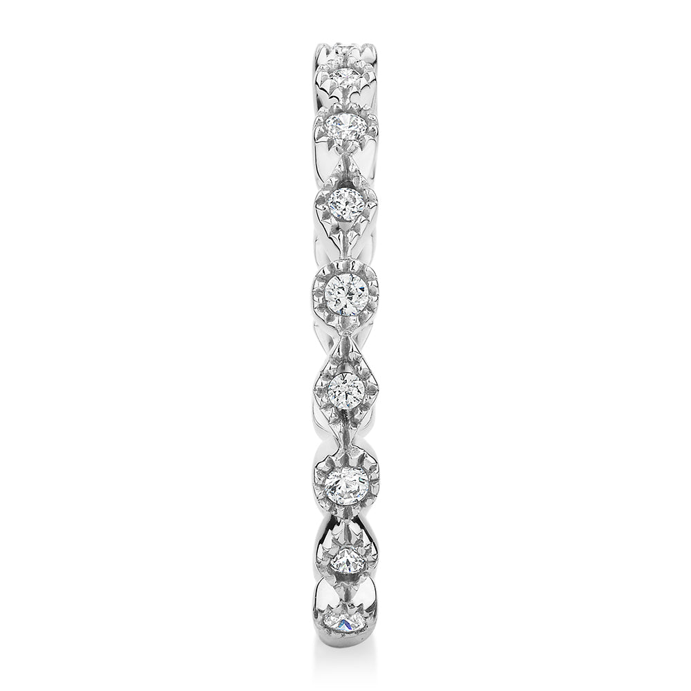 Wedding or eternity band in 10 carat white gold