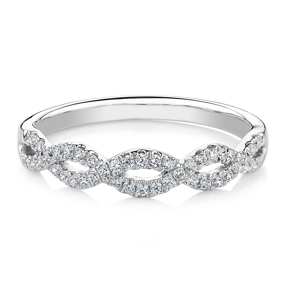 Wedding or eternity band in 10 carat white gold