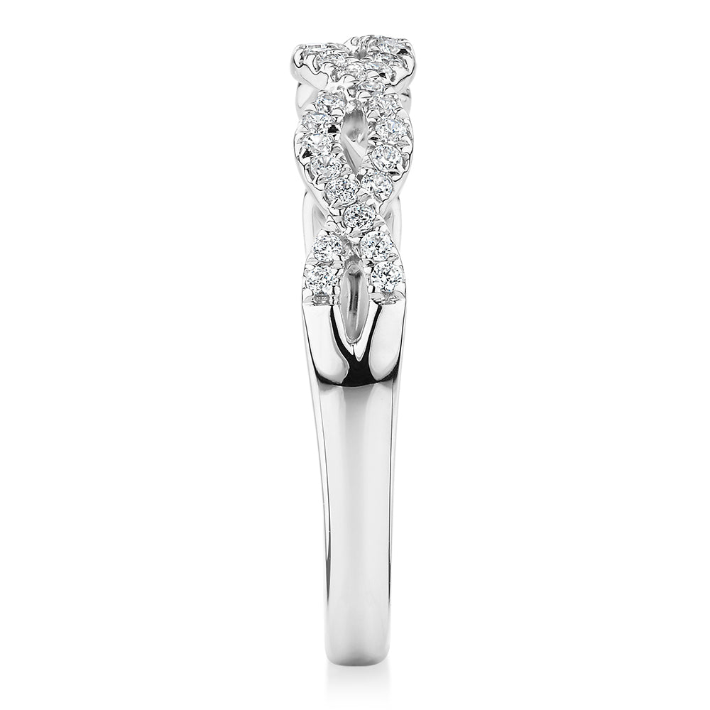 Wedding or eternity band in 10 carat white gold