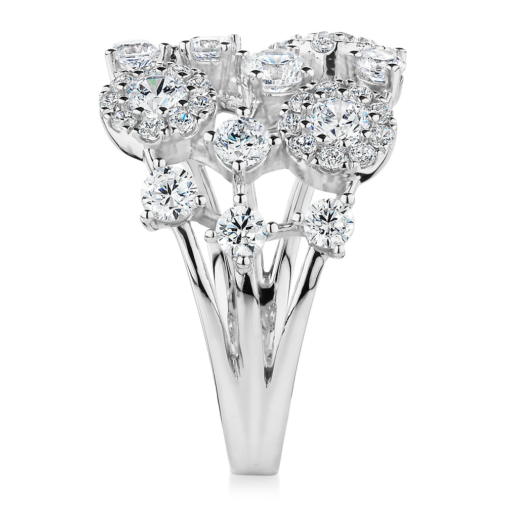 Celeste Dress ring with 1.59 carats* of diamond simulants in 10 carat white gold