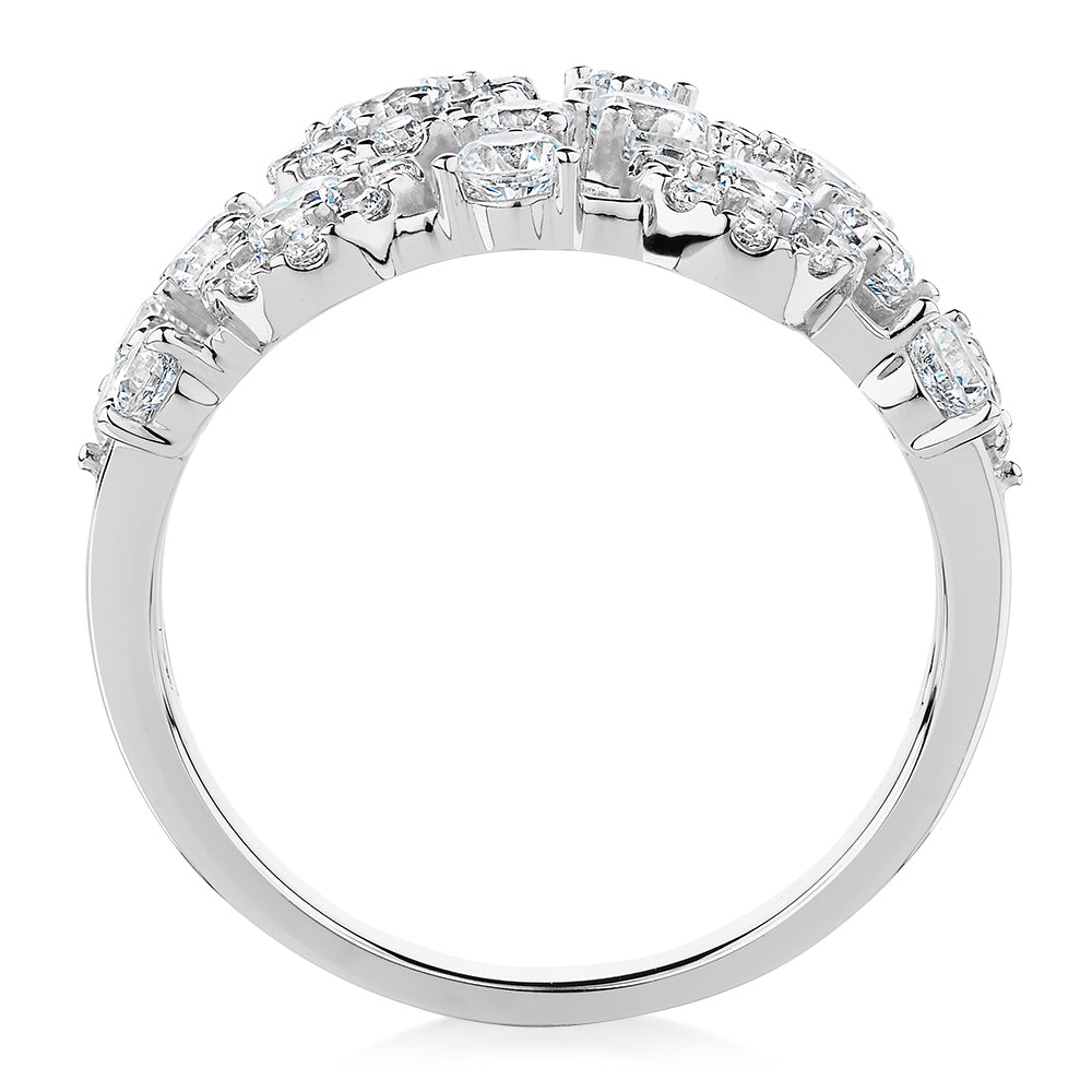 Celeste Dress ring with 1.59 carats* of diamond simulants in 10 carat white gold